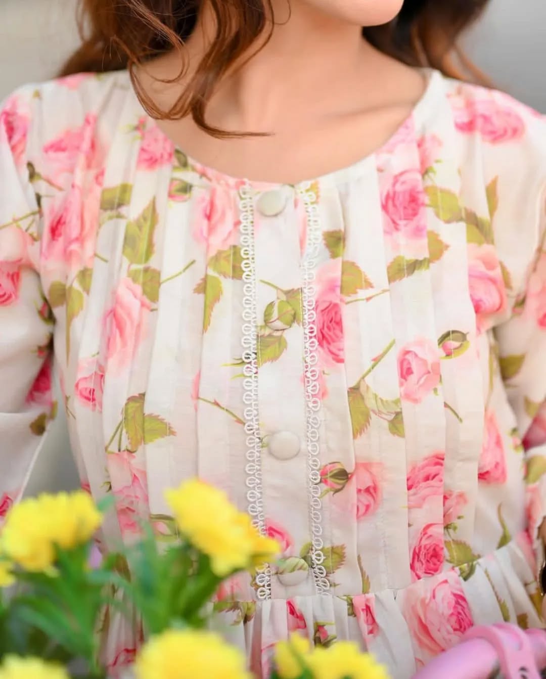Pink rose Printed Lawn