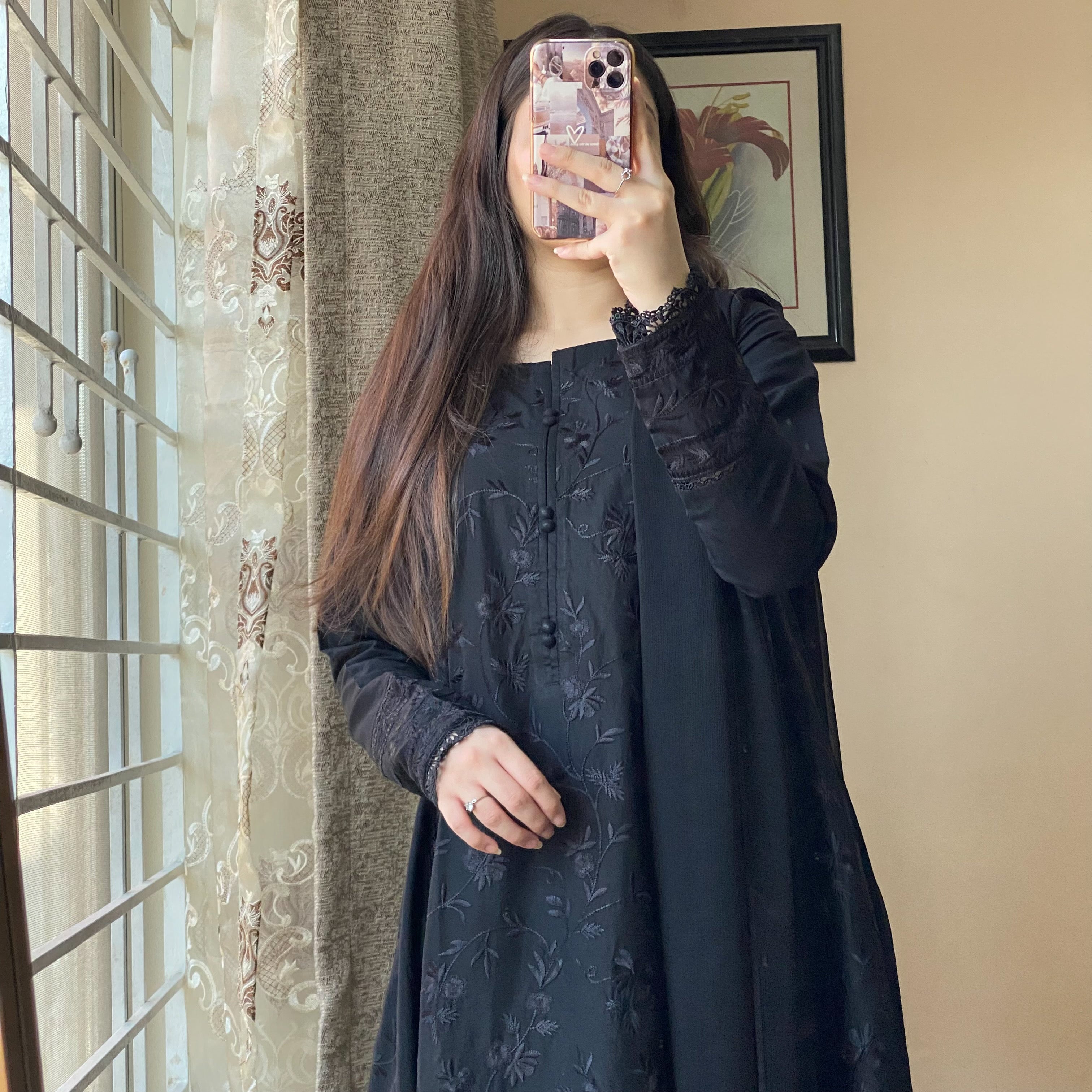 Black Embroidered Maxi