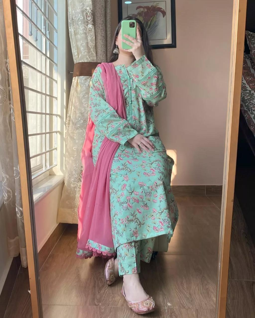 Printed lawn Pastel